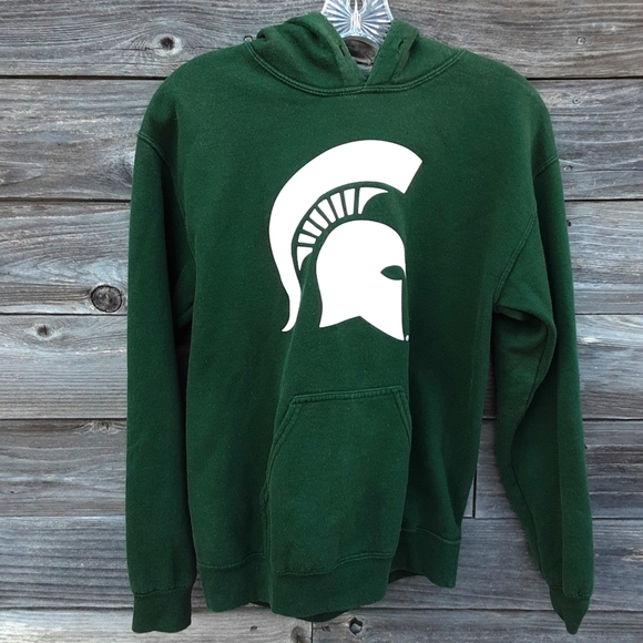 Michigan State University green sweatshirt hoodie size small - Picture 1 of 9